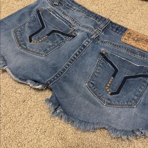 Y2K Vigoss Studio Cut Off Jean Shorts Sz 7/8 Micro Mini Trendy